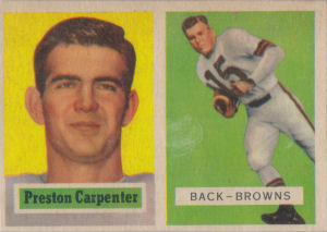 Preston Carpenter Rookie 1957 Topps #93 football card