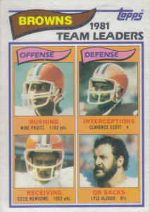 Browns Team Leaders 1982 Topps football card