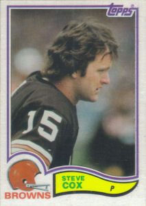 Steve Cox Rookie 1982 Topps #59 football card