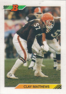 Clay Matthews 1992 Bowman #23 football card