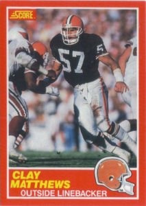 Clay Matthews 1989 Score #127 football card