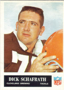 1965 Dick Schafrath football card with 1964 Statistics