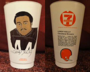 1973 7-Eleven Slurpee Cup with Leroy Kelly's portrait on it