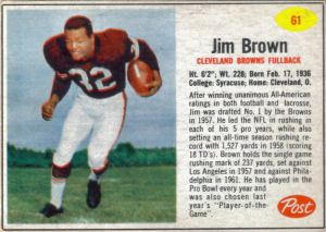 Jim Brown 1962 Post Cereal football card
