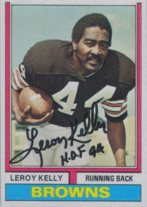 Leroy Kelly 1974 card with his autograph