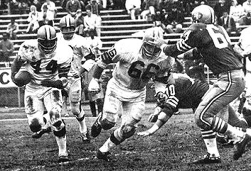 Hall of Fame Guard Gene Hickerson leads Leroy Kelly on the famed Browns sweep play
