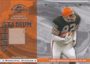 2001 Ozzie Newsome Donruss Classics Stadium Stars Authentic Municipal Stadium Seat Relic #SS7 football card