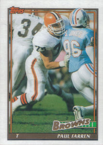 Paul Farren 1991 Topps #603 football card