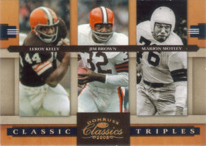 2008 Leroy Kelly Donruss Classics Classic Triples GOLD #CT-2 football card - Serial no. 018/100